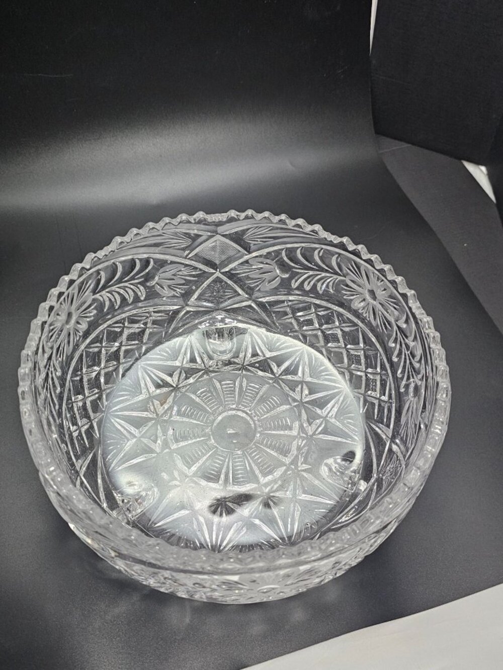 Anna Hutte Cut Glass Bowl vintage West Germany Lead Crystal footed Centerpiece - Picture 4 of 10